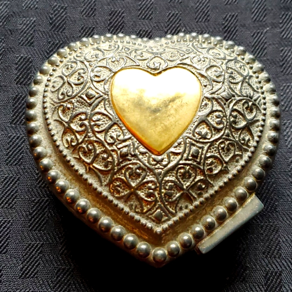 Vintage Heart Shaped Silver Plated Trinket Box